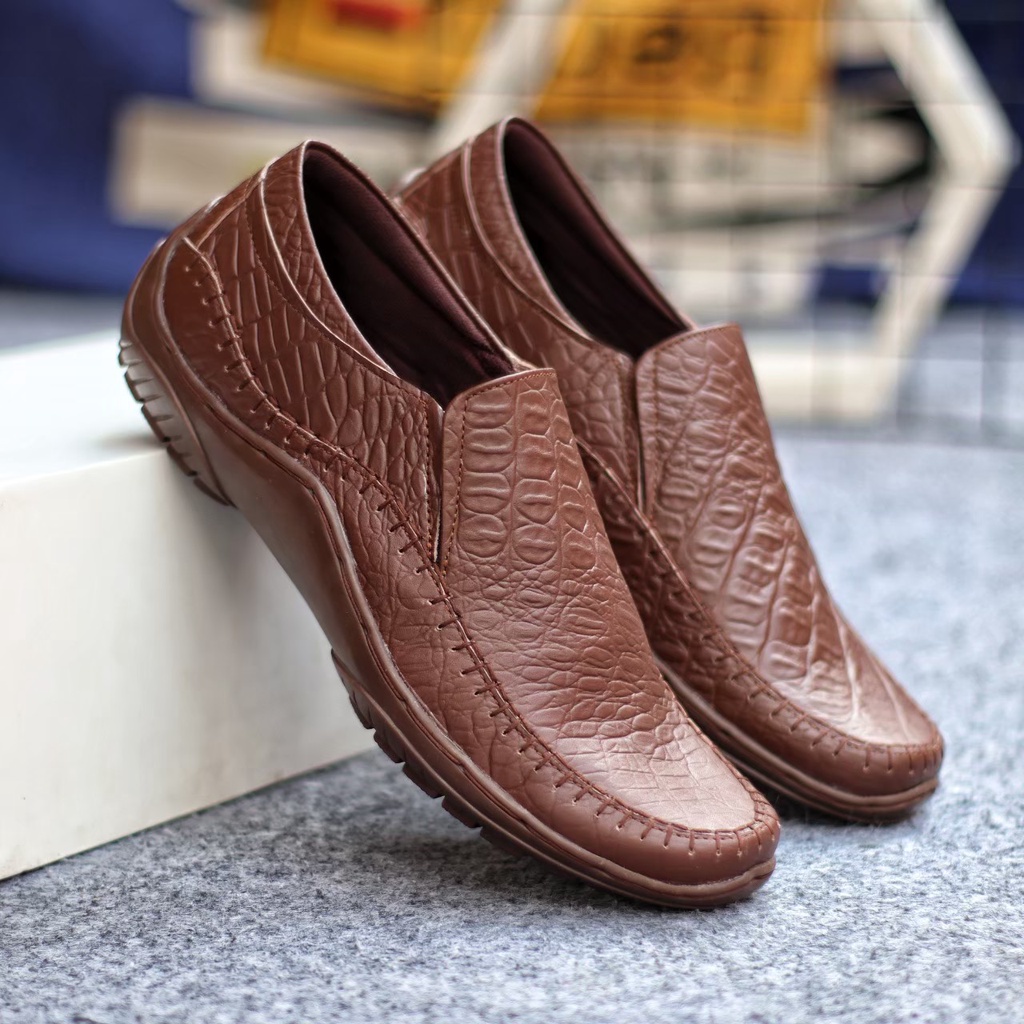 SEPATU SLIP ON KULIT PRIA ASLI FORMAL CASUAL SWEDIAN COWOK KERJA KANTOR SLIP ON PRIA NYAMAN || SLIP ON PRIA PANSUS TRENDY ORIGINAL