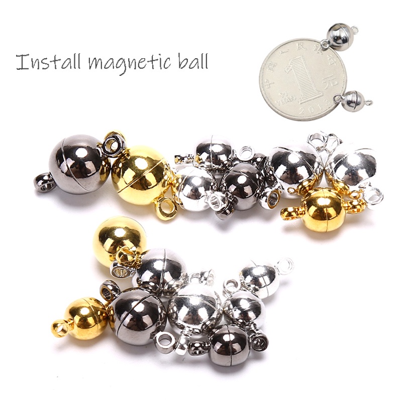 10pcs Kait Lobster Magnetik Bentuk Bola Bulat Untuk Membuat Perhiasan Diy