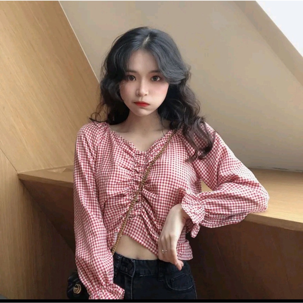 Atasan Top Blouse Tangan Panjang Korean Style 881