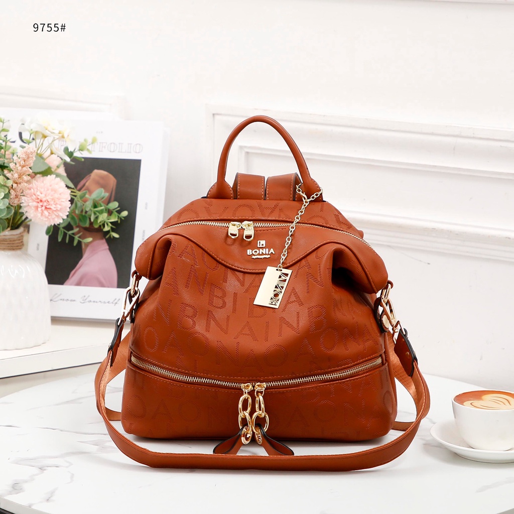 Bo Embosses  Leather Backpack Shoulder Bag #9755