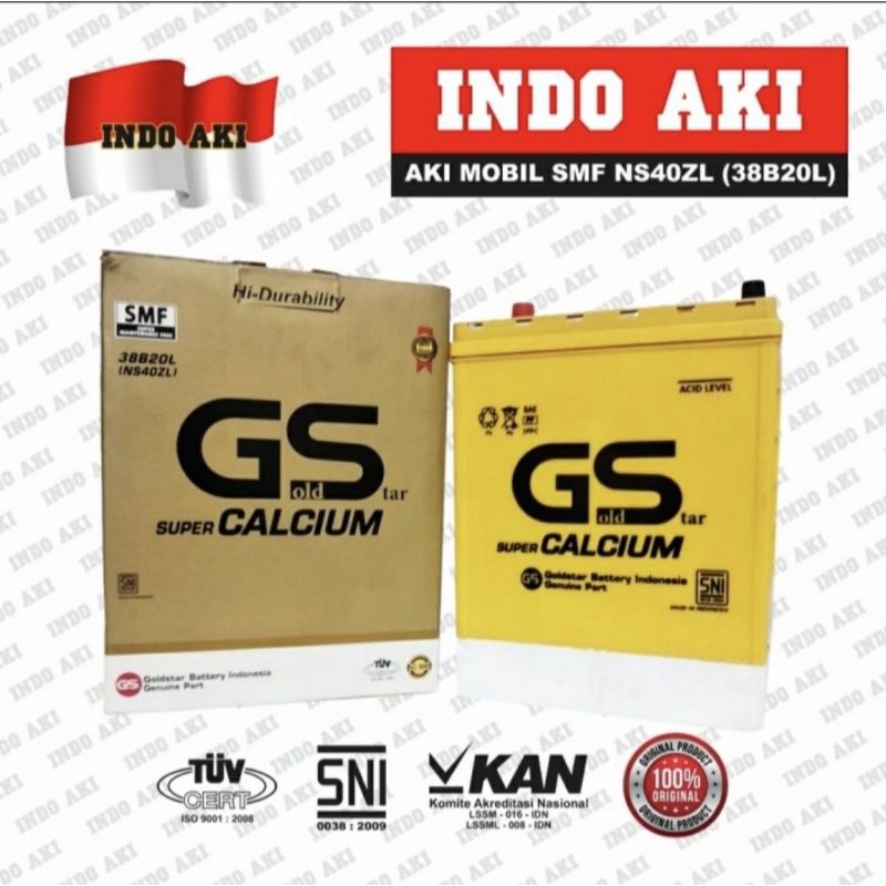 (GS CALCIUM NS40ZL) AKI MOBIL HONDA JAZZ FREED FIT MOBILIO BRV BRIO DATSUN GO KARIMUN ERTIGA AGYA AY