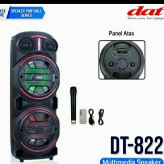 Speaker Aktif 8 Inch Double Dat Dt 822 Portable Wireless Bluetoit Usb Ppr8Cfio3N