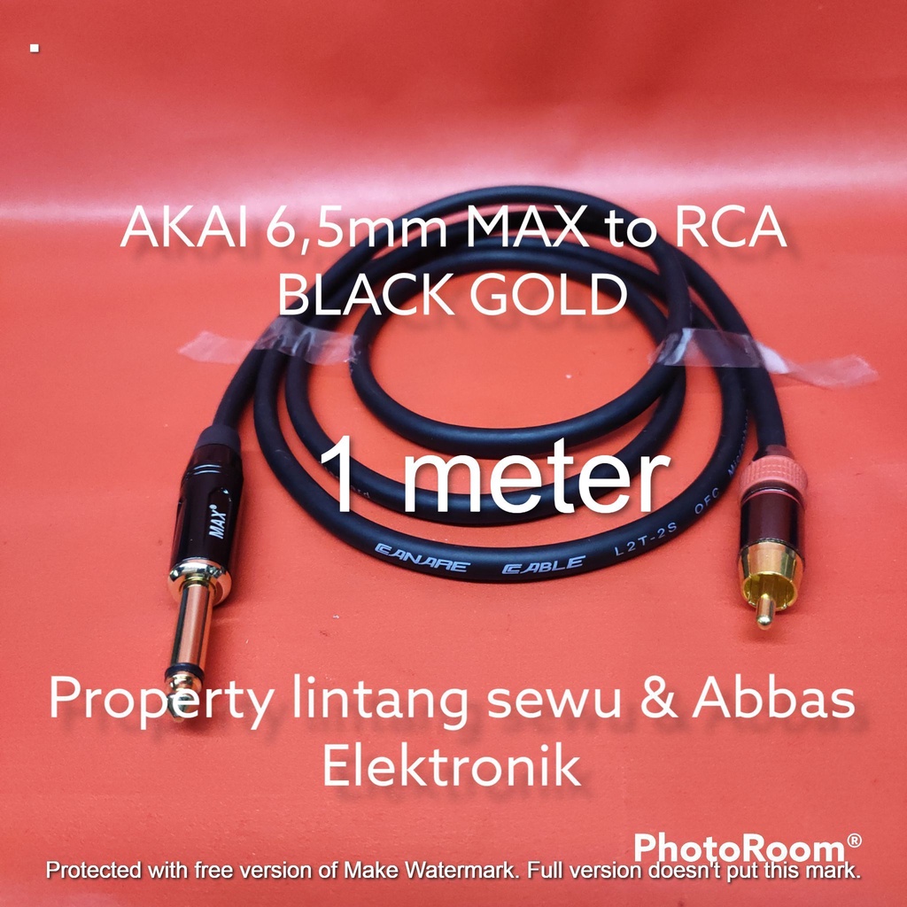 KABEL JEK AKAI 6,5MM MAX  TO RCA BLACK GOLD 1 METER