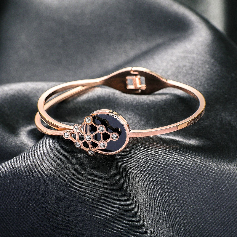 Gelang bangle sembilan zircon titanium korea style anti karat