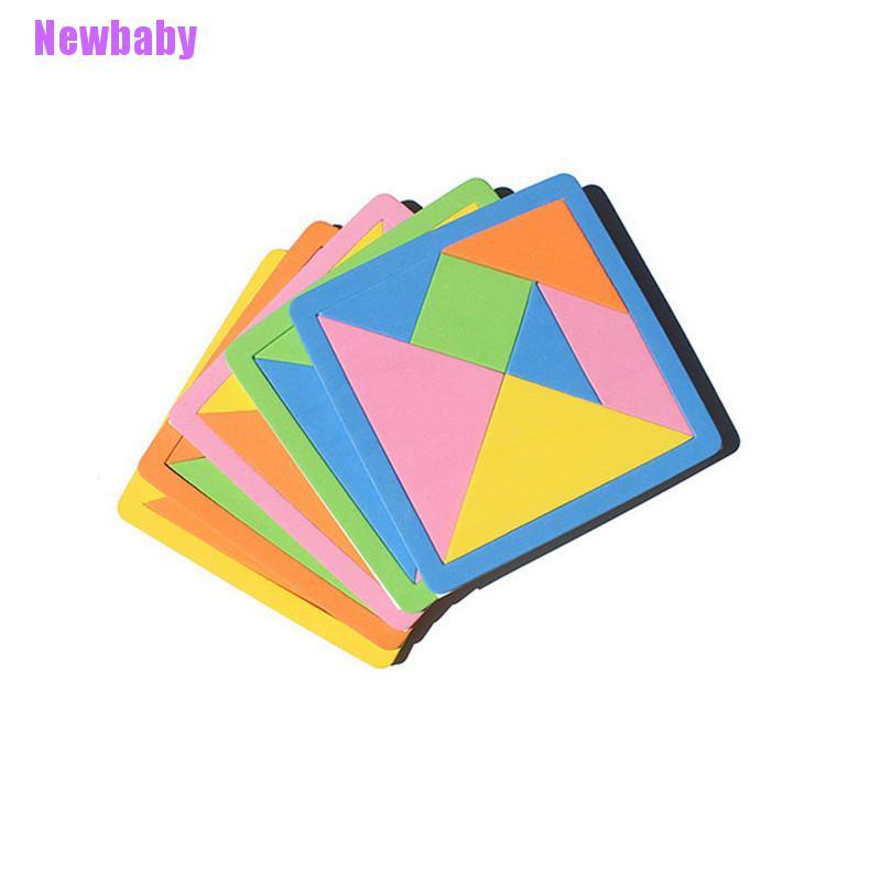 (Newbaby) 7pcs / Set Mainan Edukasi Puzzle Tangram Bahan Busa EVA Warna Pelangi Untuk Anak DIY