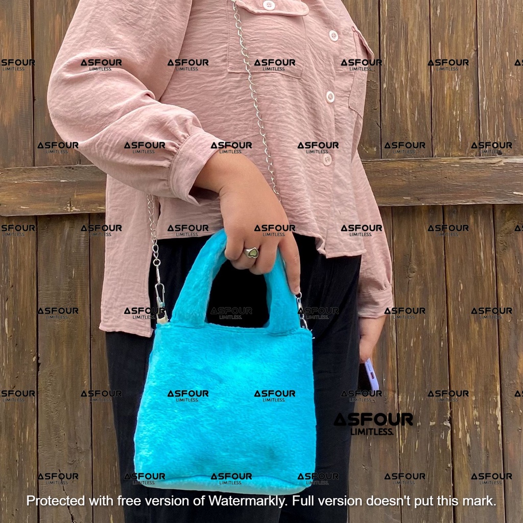 Asfour - Tas Dolli Mosfera Bag Electric Colors Tas Bulu Selempang Wanita Tas Bulu Mini HandBag