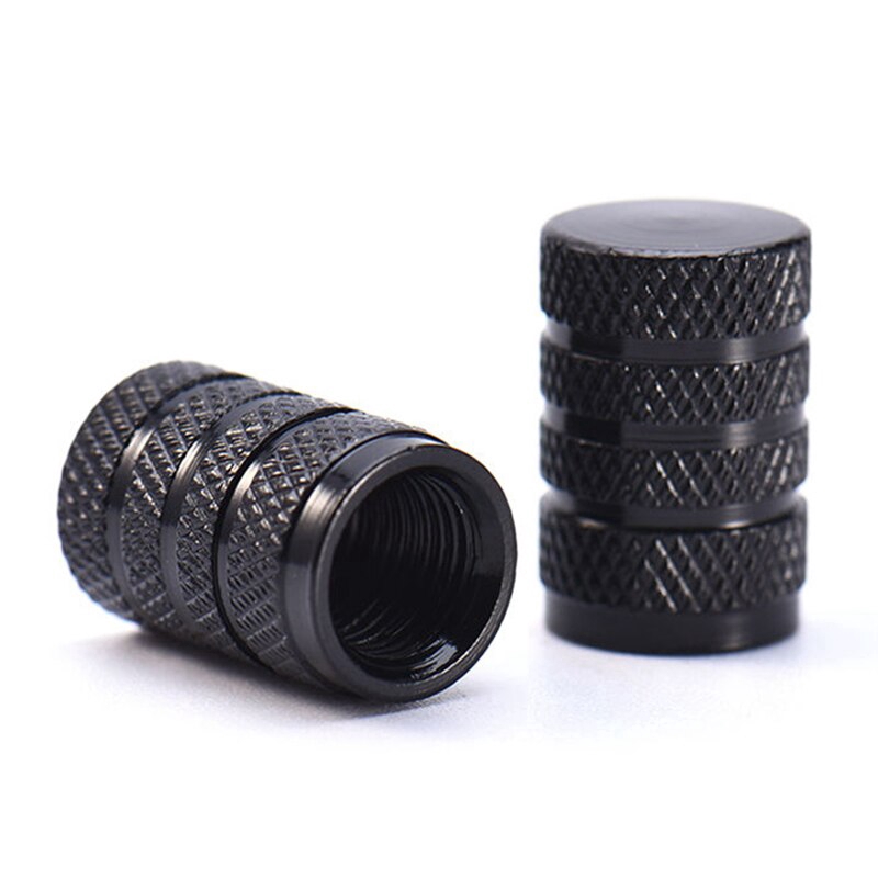 4PCs Black Durable Aluminium Alloy wheel tire valve stem caps