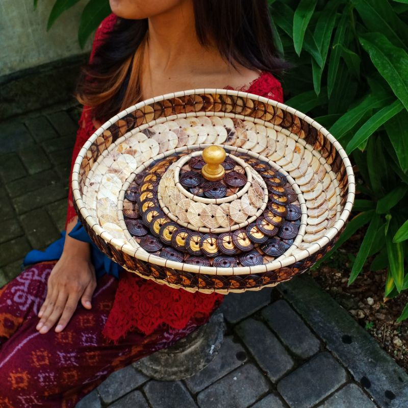 Set Bokor Batok Kelapa Kotak &amp; Bulat / Bokor Batok Kelapa Bali / Bokor Murah / Bokor Bali / Craft Dewata