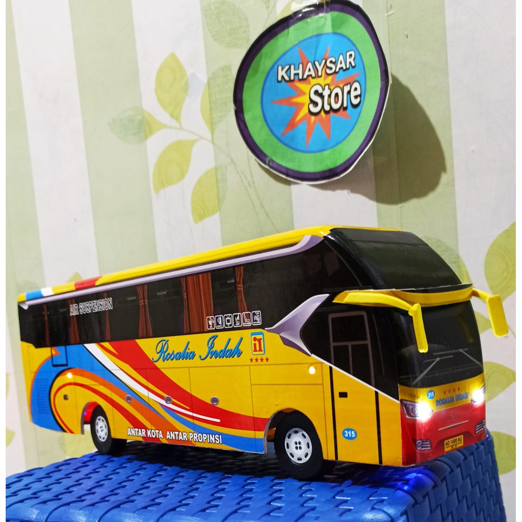 Miniatur bus bis SR2 Rosalia indah  KUNING plus lampu