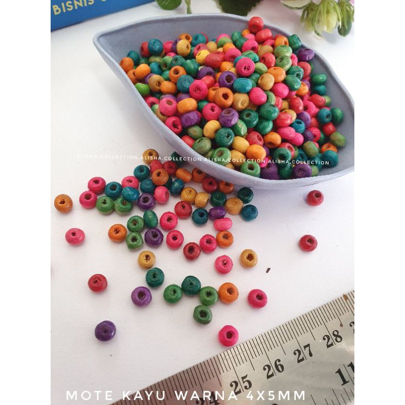 Mote Kayu Bulat Warna