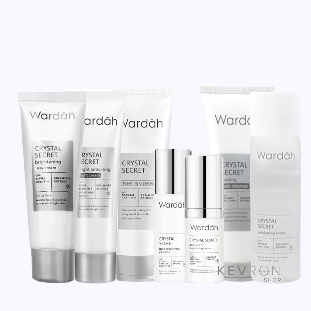 WARDAH White Secret / Crystal Secret With AHA BHA Foaming Cleanser / Day Cream/ Night Cream / Face Wash / Dark Spot  Brightening Serum / Melting Milk Clenser