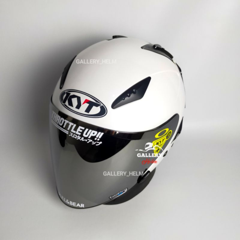 HELM KYT GALAXY FLAT R PUTIH | PAKET GANTENG VISOR VENOM-Putih visor silver