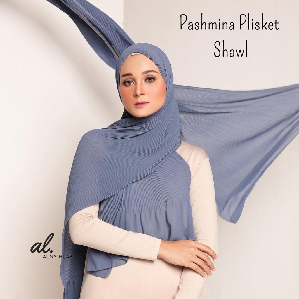 Alny Hijab - Pashmina Plisket Lidi Jahit Tepi/Pashmina pleated/pashmina plisket shawl