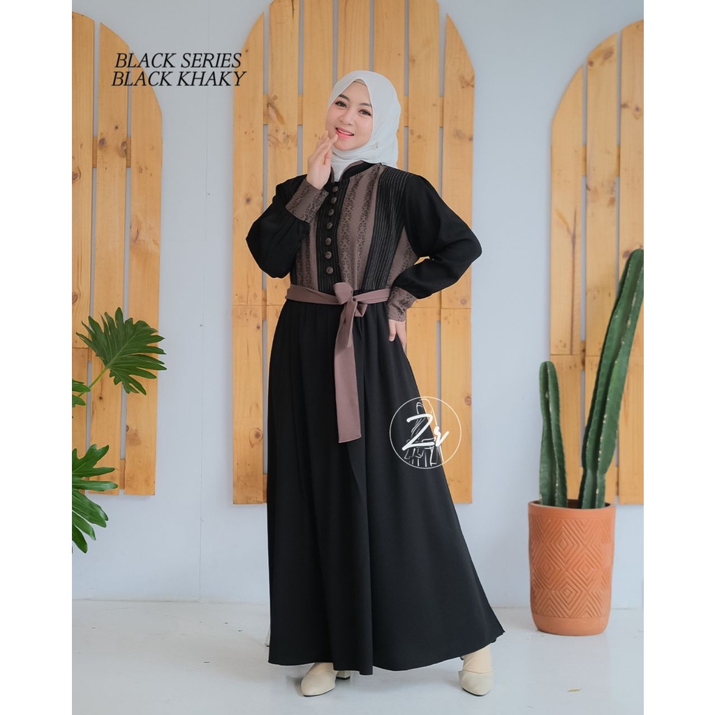 Black Series dan Yasmin dress by zr premium gamis polos basic harian selebgram busana muslim wanita ootd vintage DIY Korea style hangout persatuan komunitas