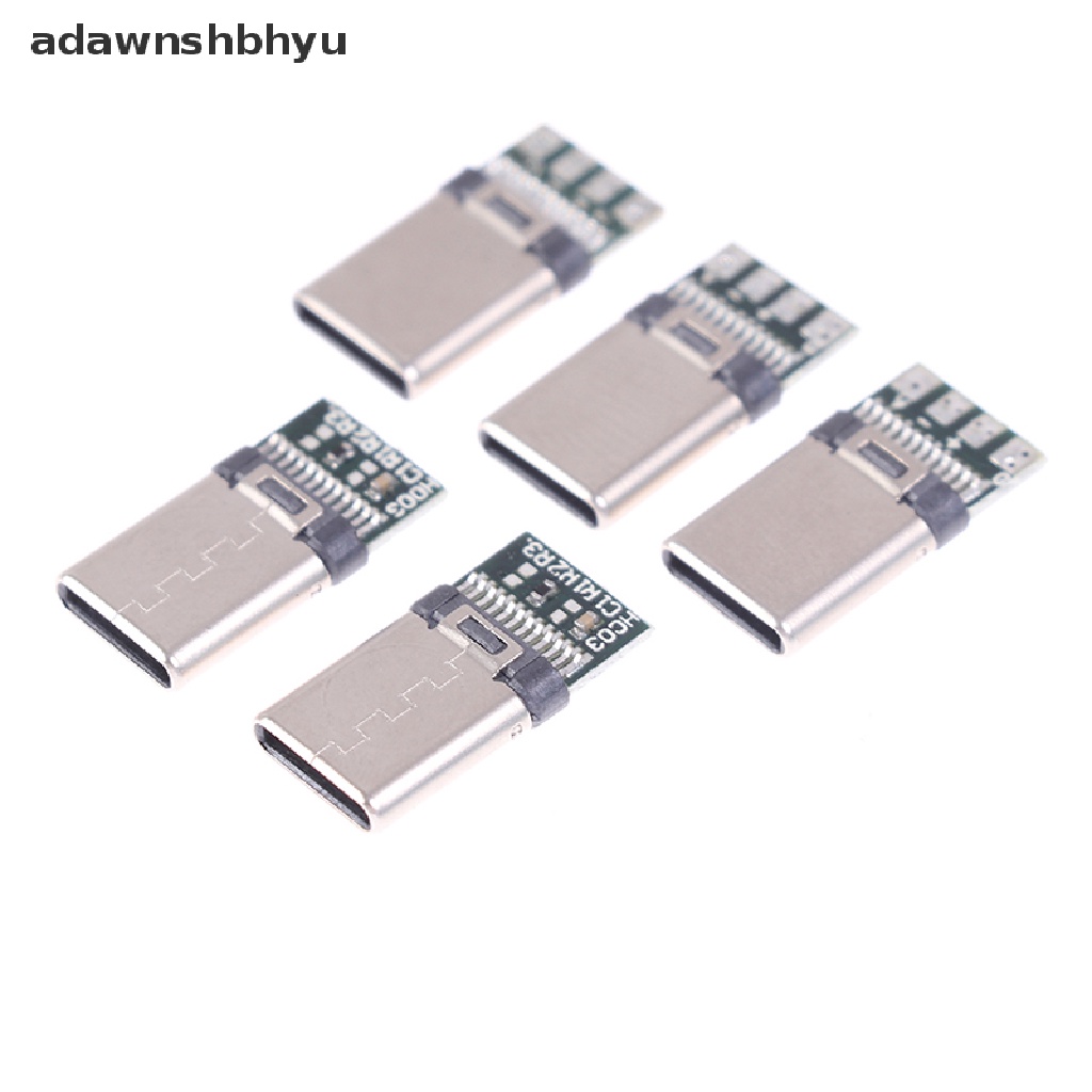 Adawnshbhyu 5/10Pcs USB 3.1 Type C Male DIY Solder Kabel Plug Konektor Soket Papan PC