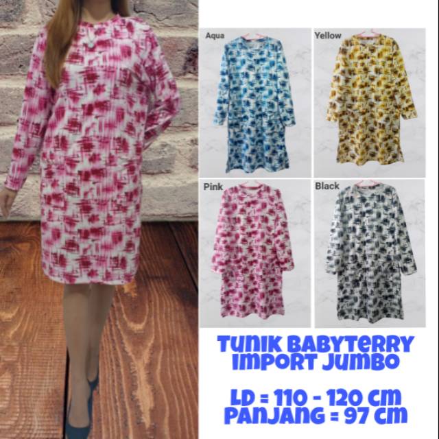 4 Pcs TUNIK | Harga grosir SERIAN tunik babyterry import jumbo dewasa