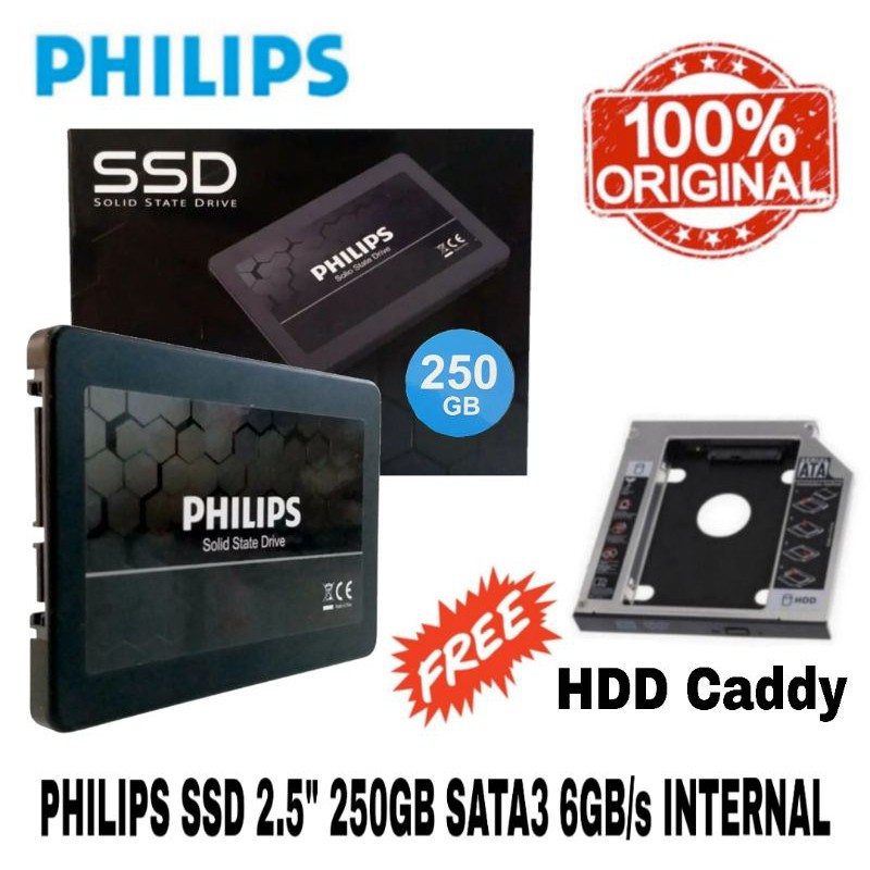 SSD 250GB PHILIPS 2.5&quot; INTERNAL SATA 6GB/s + HDD CADDY