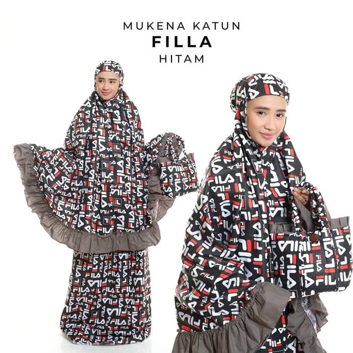 Mukena Cantik MUKENA DEWASA KATUN JEPANG MURAH FILLA HITAM