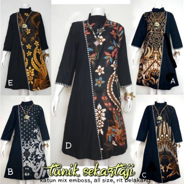 Tunik Sekartaji Batik Modern Midi Casual Kantor Seragam Muslim Kondangan Pesta Seling Batik Kerja