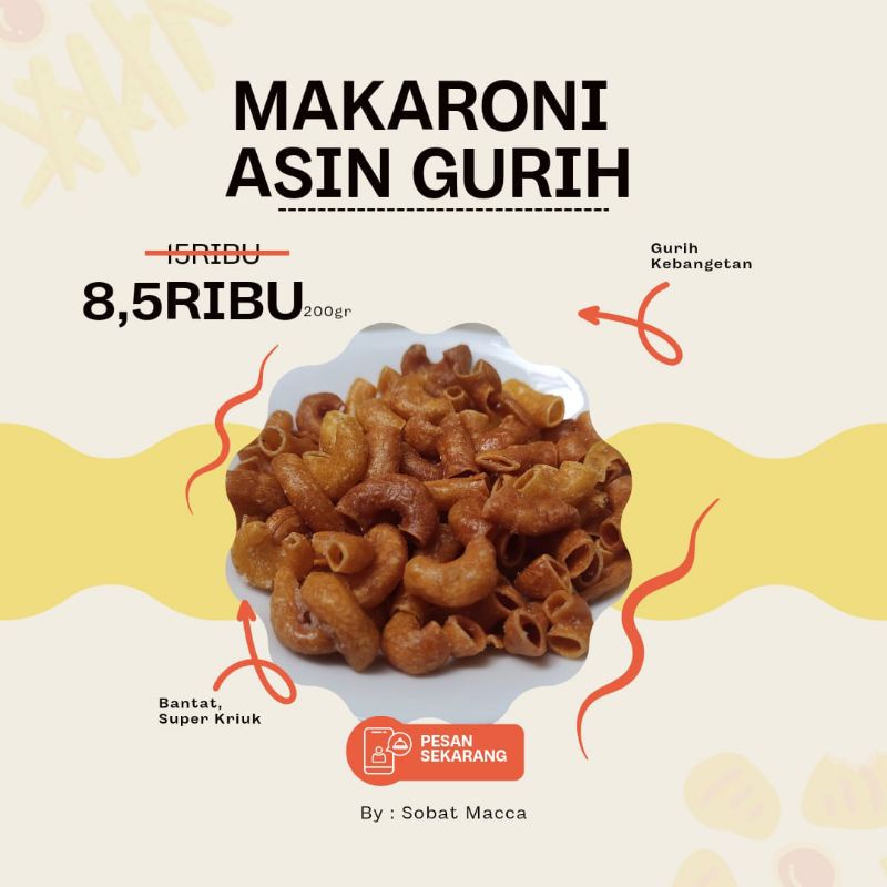 

Makaroni Bantet 150 gr makaroni pedas asin