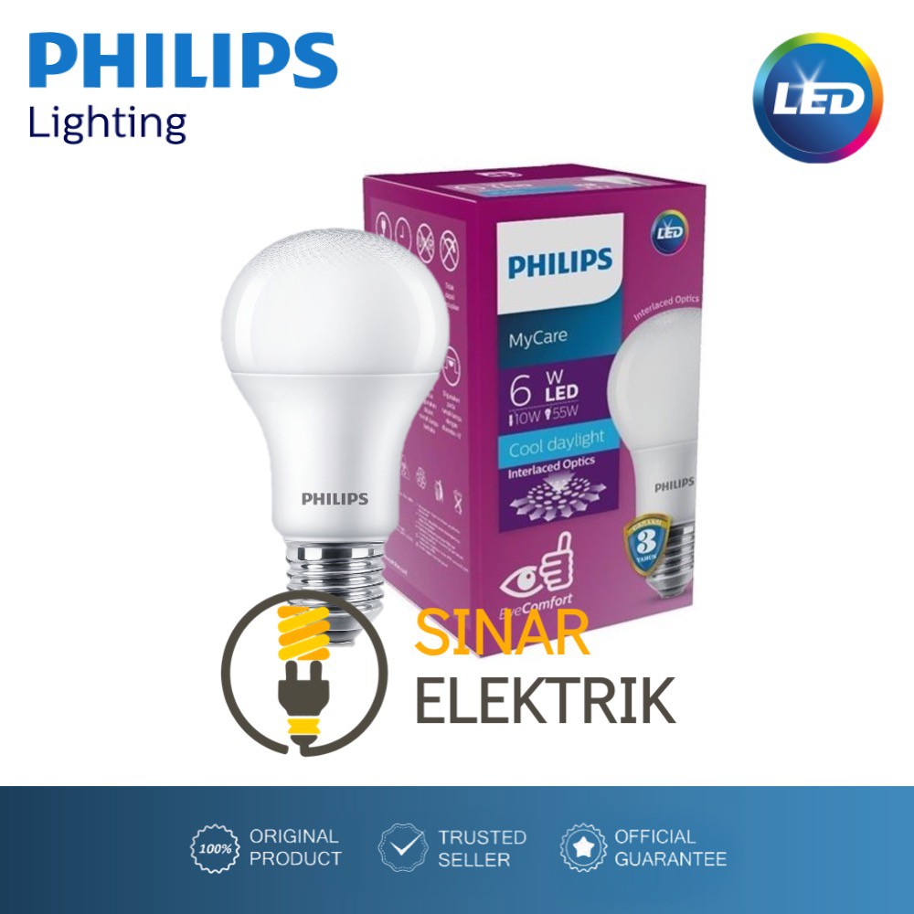 Lampu LED Philips MyCare 6 Watt Putih - Bohlam LED 6W W Wat 6Watt Murah Original Garansi