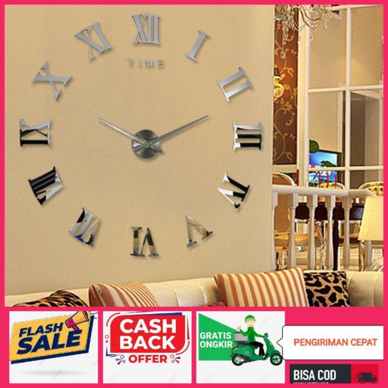 Jam Dinding Romawi Jam 3d jam tempel stiker 3d