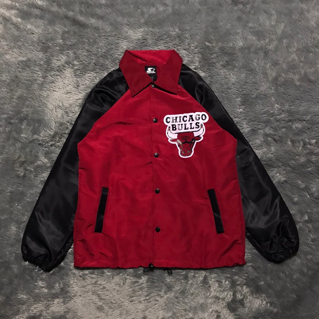 JAKET COACH / WINDBREAKER STARTER X CHICAGO BULLS LOGO HIGH MIRROR BEST QUALITY