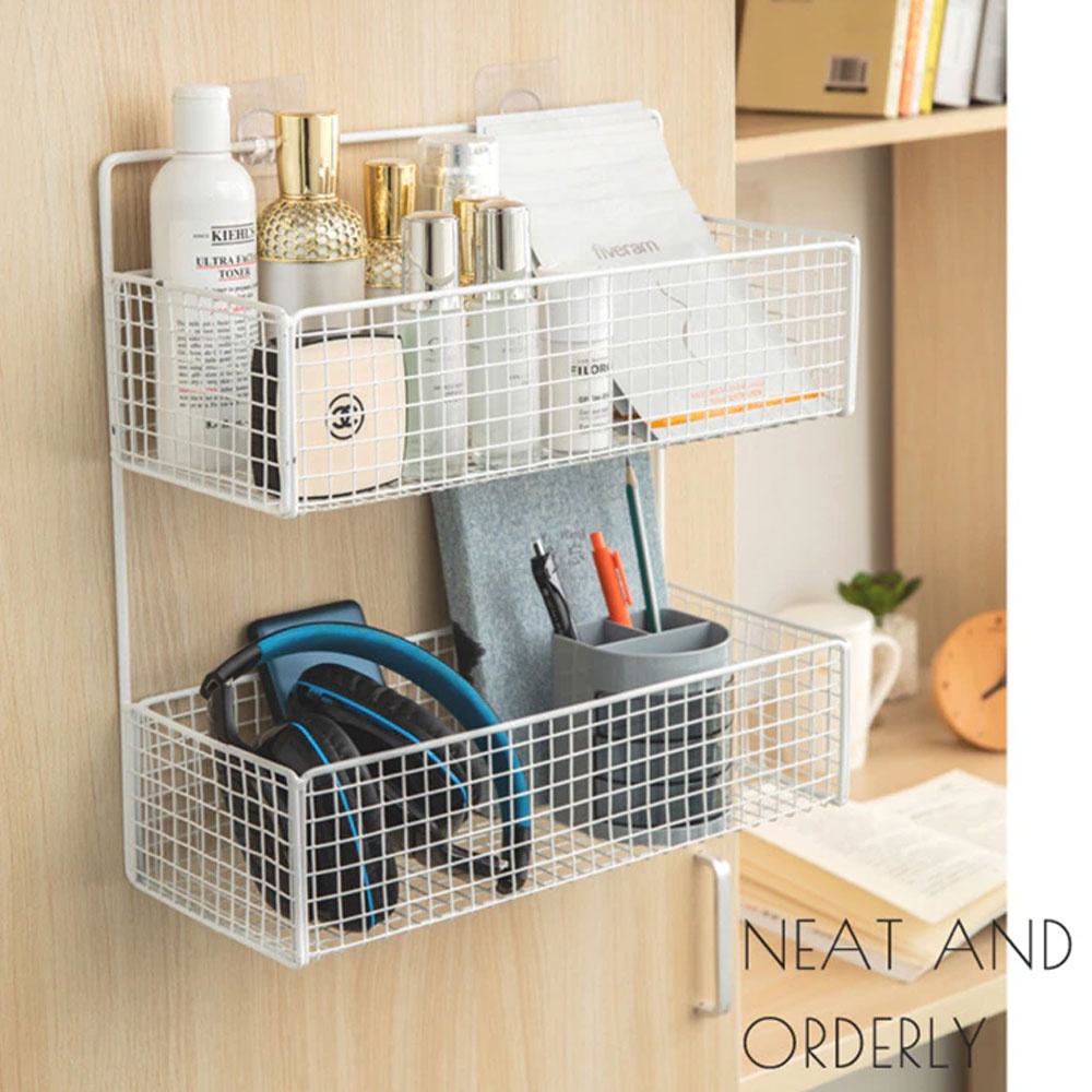 GS8e Rak Gantung Aluminium Organizer Rack Bathroom 2 Layers - G20 - Black Or-i