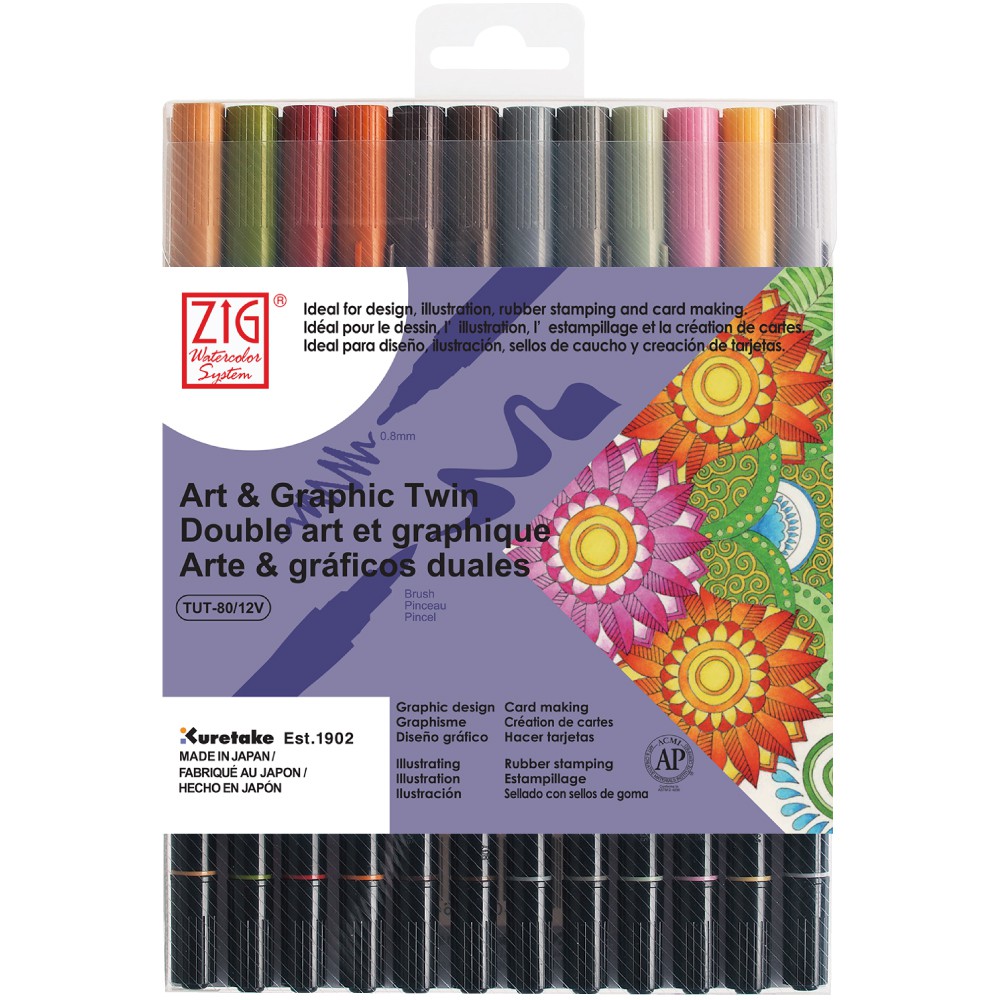

ZIG KURETAKE ART & GRAPHIC TWIN 12 colors set Muted (TUT 80/12V)