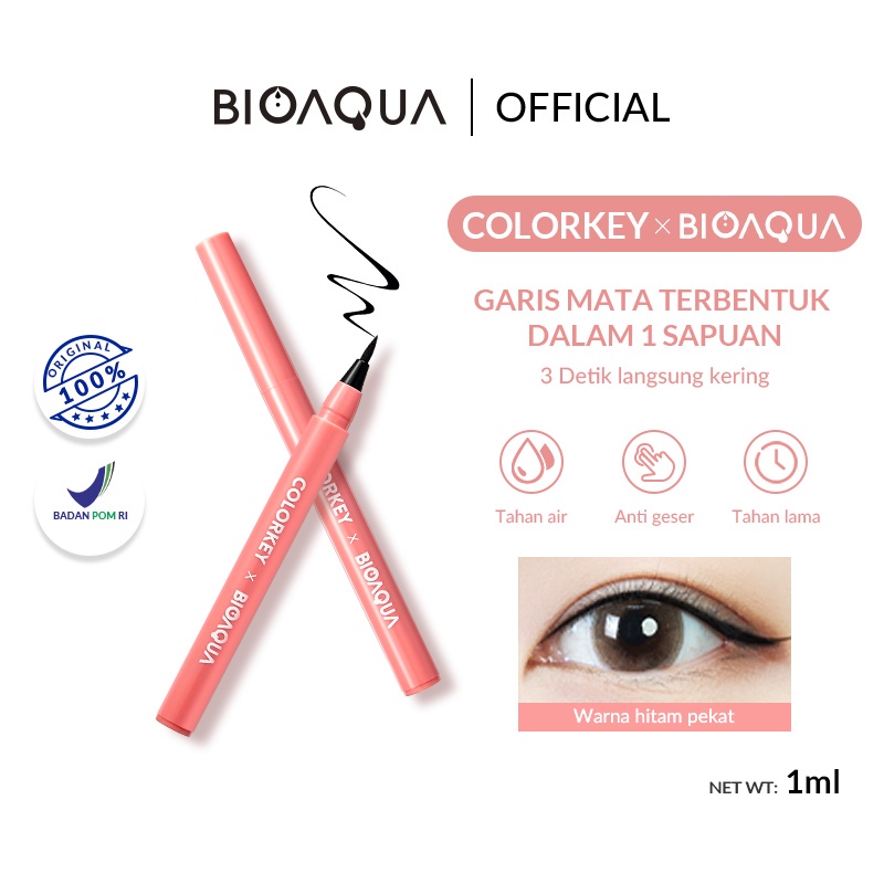 COLORKEY X Bioaqua Eyeliner Gel Black 1ml - Eyeliner Pencil Gel Back Waterproof  BPOM