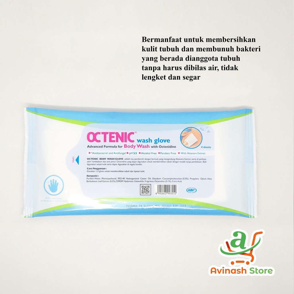 OCTENIC BODY WASH GLOVE TISU PEMBERSIH