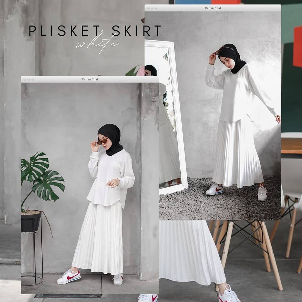  ROK PLISKET PUTIH  FLARE SKIRT WHITE Shopee Indonesia