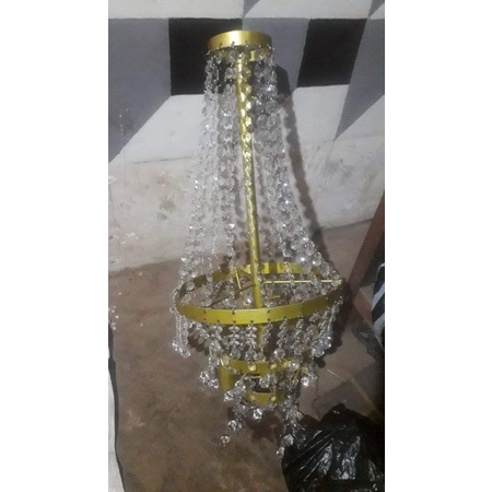 lampu hias gantung kristal gold