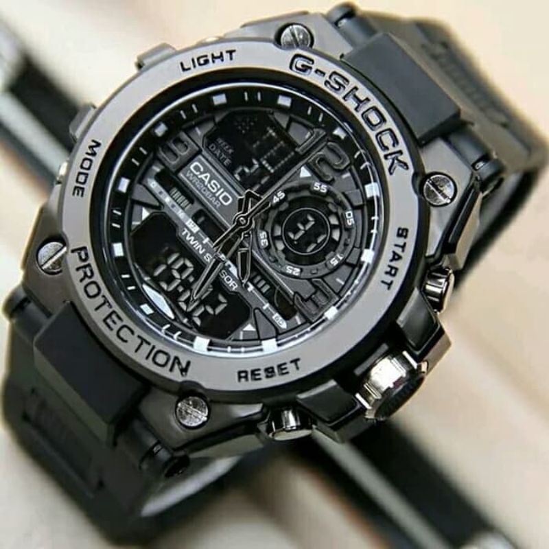 GSHOCK RING BESI GST-8600 CASIO DIGITAL ANALOG JAM TANGAN LAKI LAKI COWOK RUBBER HITAM