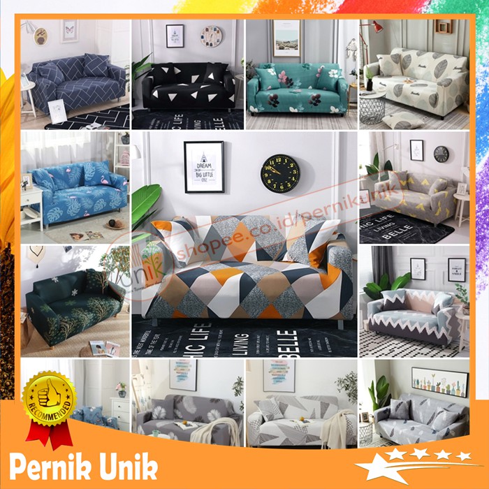 Cover Sofa SEATER Sarung Sofa Elastis Stretch Penutup Sopa Motif Modern MINIMALIS