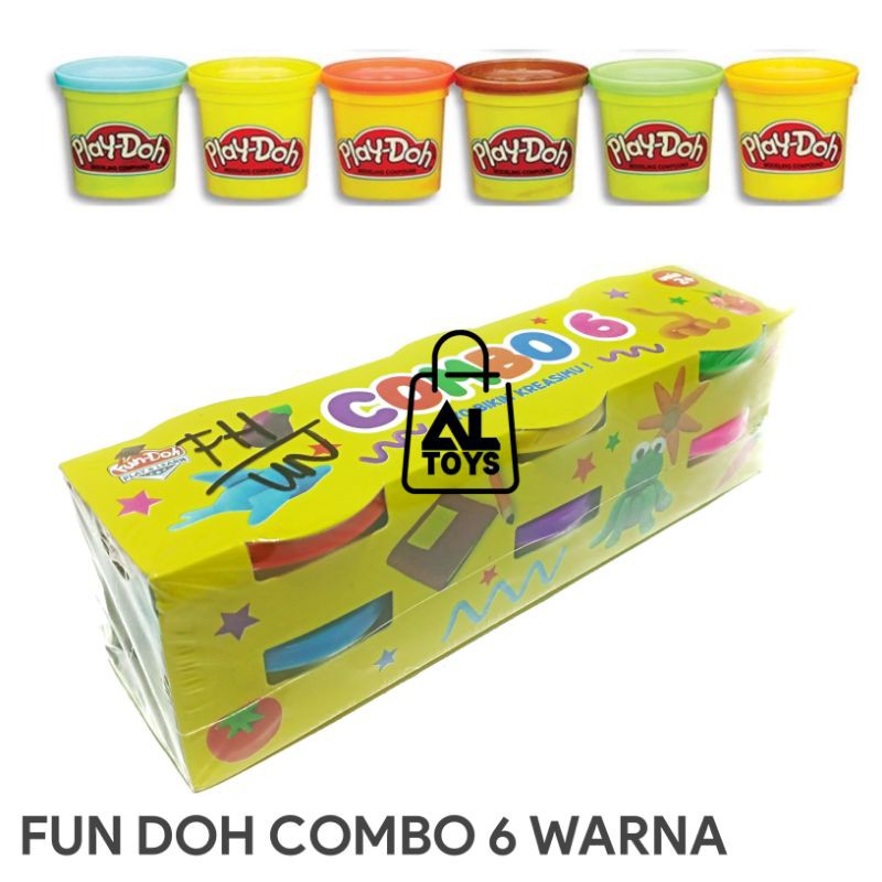 RAINBOW FUN DOH COMBO 6 WARNA MAINAN LILIN MALAM PLASTISIN FUN DOH REFFIL