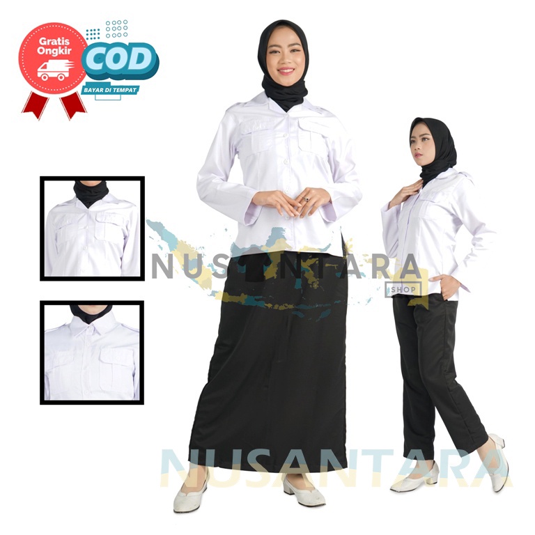 Seragam Pns Hitam Putih Wanita Setelan Kemeja Pdh ROK &amp; CELANA Hitam Pns Seragam Pns Wanita Baju Pemda Wanita Baju Putih Pns