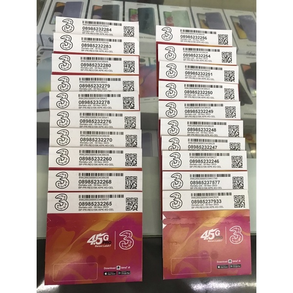 KARTU PERDANA 3 / NOMOR PERDANA TRI /  KARTU 3 / NO THREE / NO 11 DIGIT / PULSA 0K / SEGEL