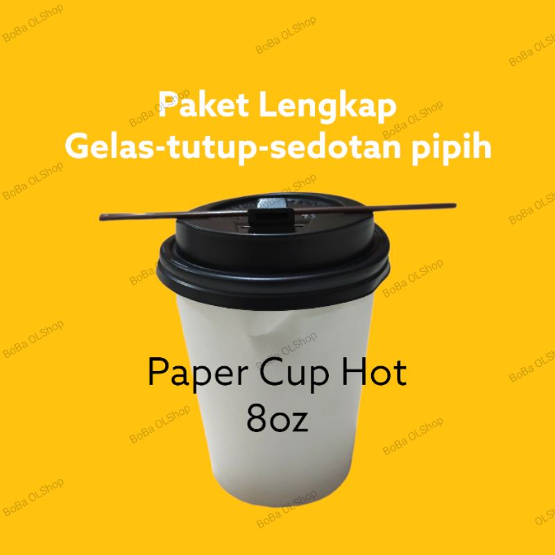 paket Hot Paper Cup Coffee Gelas kopi tahan panas 8oz 240ml