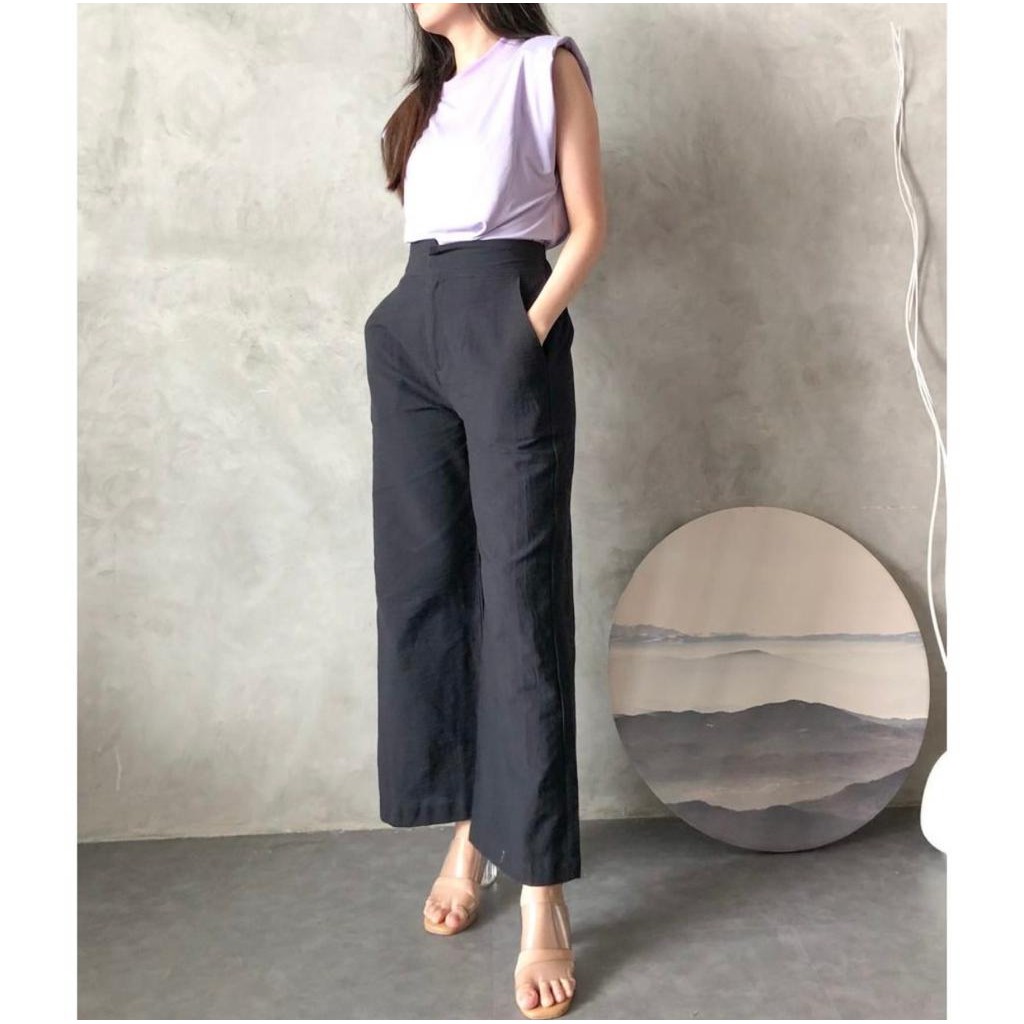 CELANA KULOT HIGHWAIST LINEN PREMIUM | CELANA KULOT WANITA TERBARU//Izdihaar_olshop