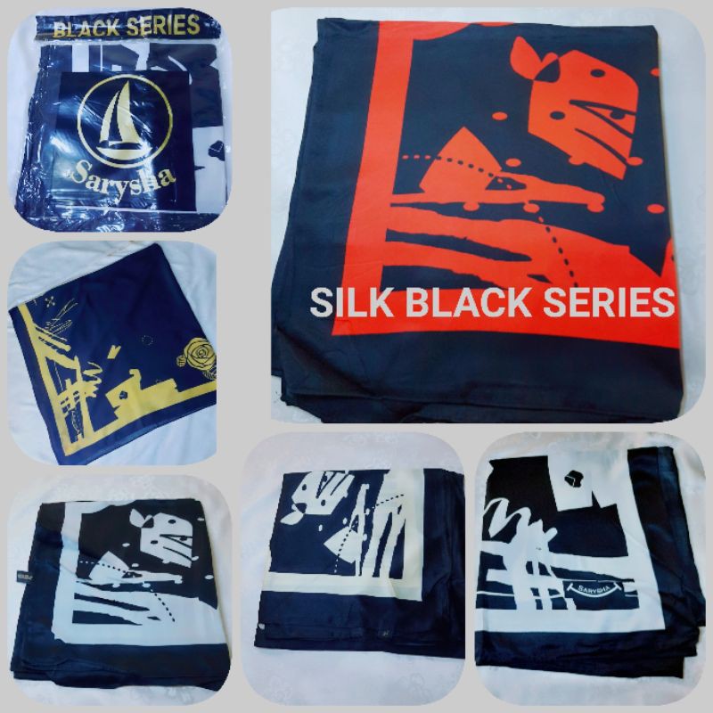 JILBAB SEGIEMPAT SATIN SILK BLACK SERIES/HITAM (SALE)