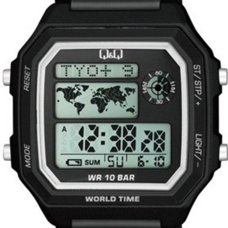 Q&amp;Q Digital Original M196 Series Jam Tangan Pria - Hitam - Karet