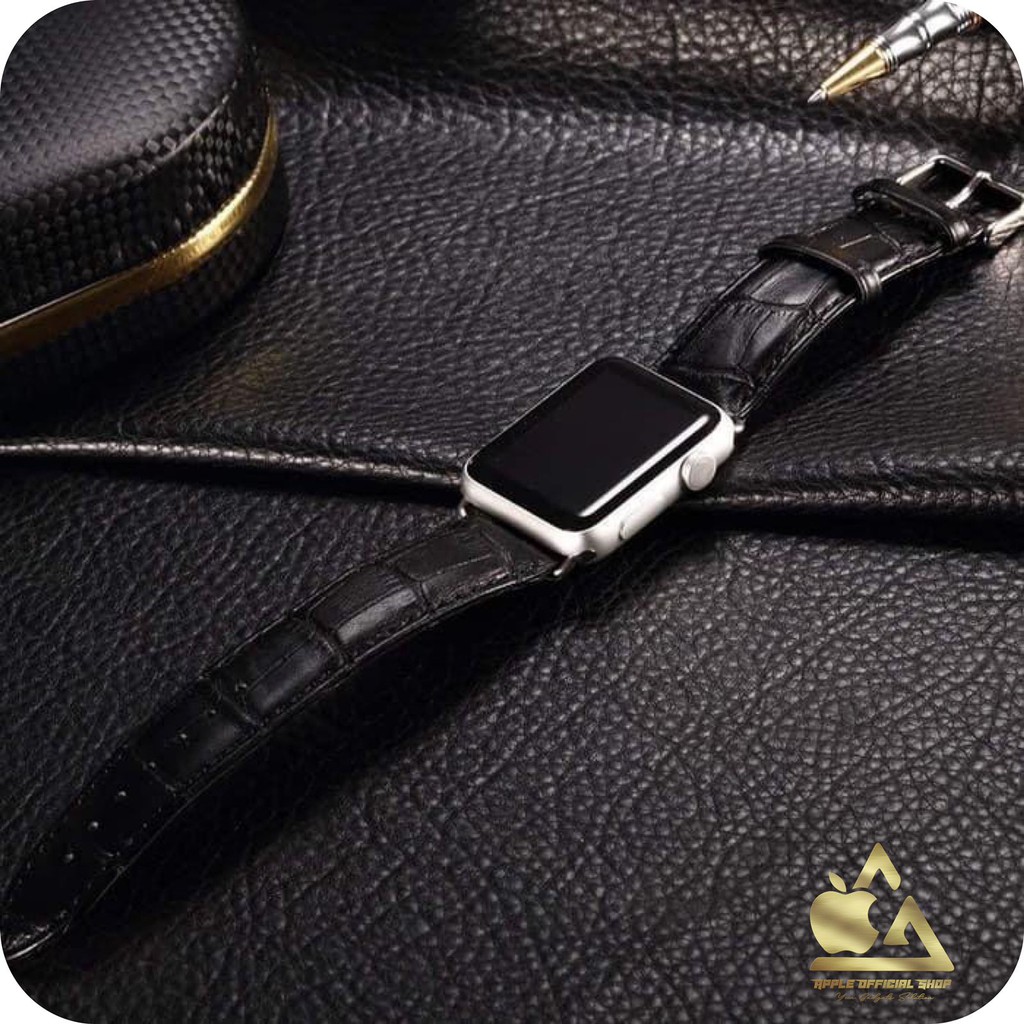 Strap Leather Apple Watch 42mm 44mm Series 1 2 3 4 5 6 SE Tali iWatch Kulit Sport Band Leather Croc