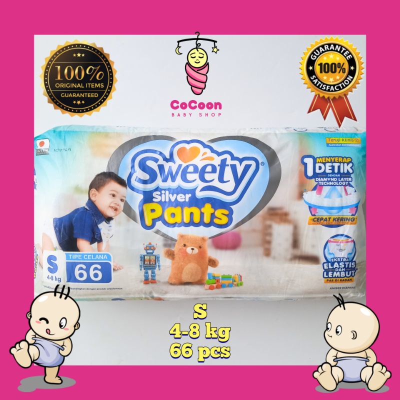 Popok Bayi Sweety Silver Pants Jumbo S66 S 66 Unisex Tipe Celana