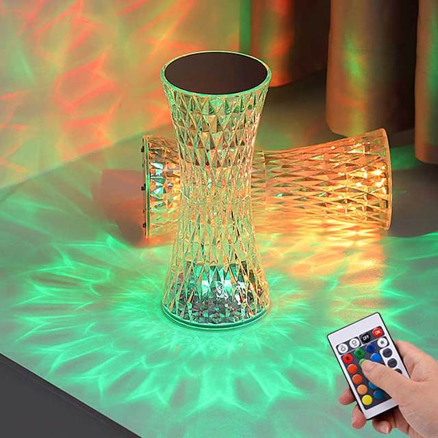 Small Waist Crystal Decoration LED Diamond Table Lamp USB Rechargeable Touch Sensor For Gift