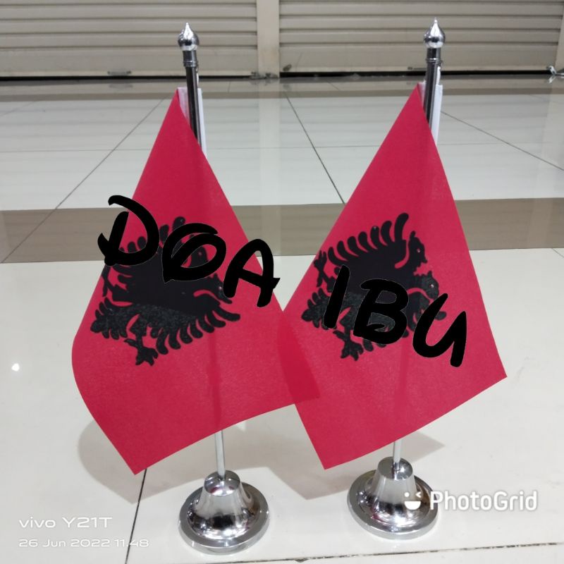 

best seller tiang stenlis meja+bendera ALBANIA ready stock