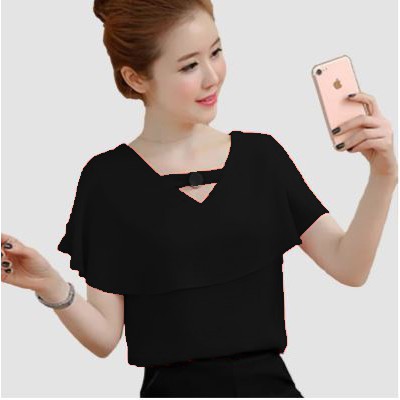 HipNop VIERRA Baju Atasan Blouse Wanita Lengan Pendek Bluse Cewek Pakaian cewe-1