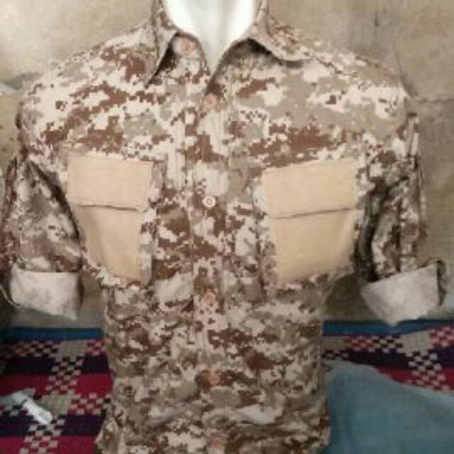 kemeja taktikal panjang motif loreng