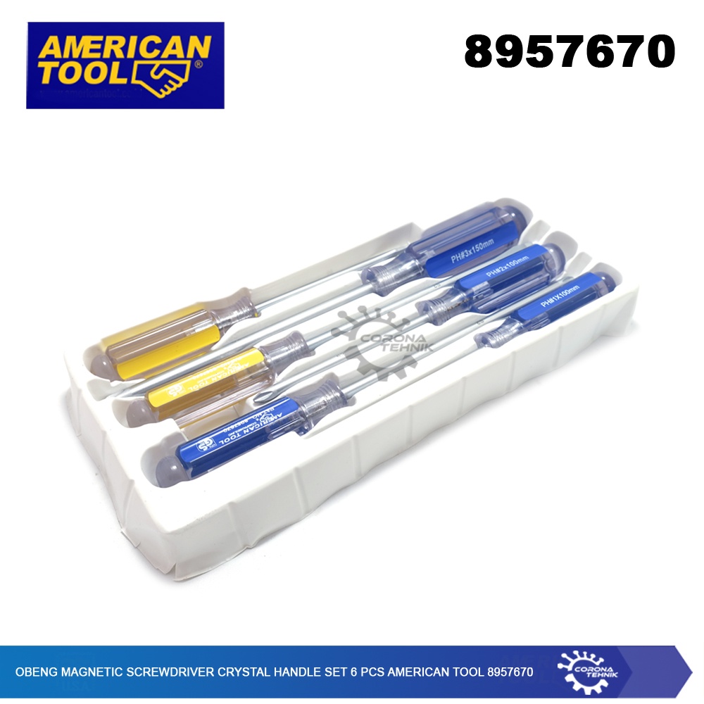 American Tool 8957670 - Obeng Magnet Crystal Handle Set 6 Pcs