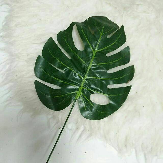 DAUN MONSTERA TANGKAI daun artificial home decor shabby DAUN MONSTERA TANGKAI daun artificial home decor shabby